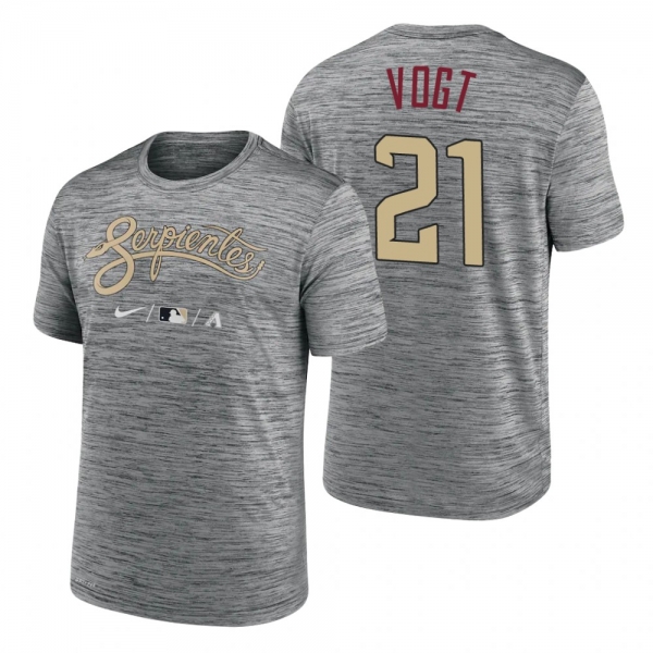 Arizona Diamondbacks Stephen Vogt Anthracite 2021 City Connect Practice T-Shirt