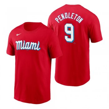 Miami Marlins Terry Pendleton Red 2021 City Connect Wordmark T-Shirt