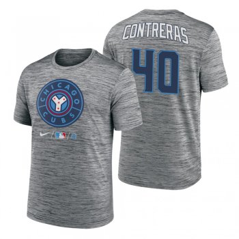 Chicago Cubs Willson Contreras Anthracite 2021 City Connect Practice T-Shirt