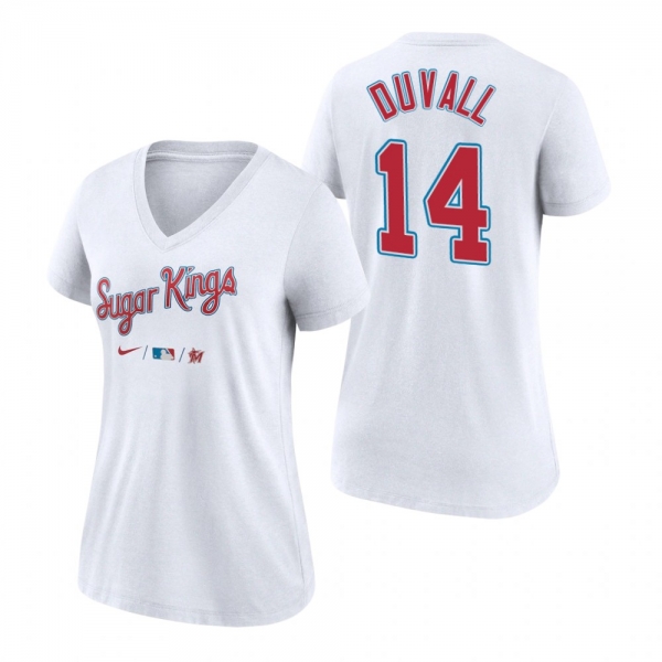 Women's Miami Marlins White 2021 City Connect Adam Duvall T-Shirt