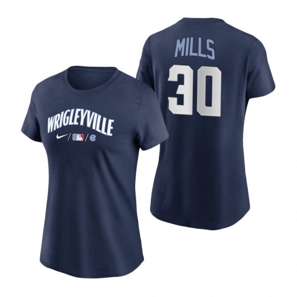 Women's Chicago Cubs Navy 2021 City Connect Alec Mills T-Shirt