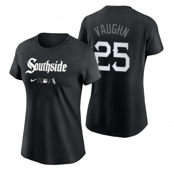 Women's Chicago White Sox Black 2021 City Connect Andrew Vaughn T-Shirt