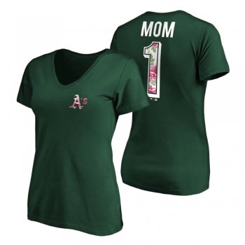 Women's Oakland Athletics Green V-Neck T-Shirt 2021 Mother's Day