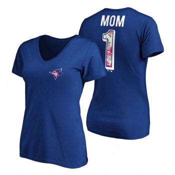 Women's Toronto Blue Jays Royal V-Neck T-Shirt 2021 Mother's Day