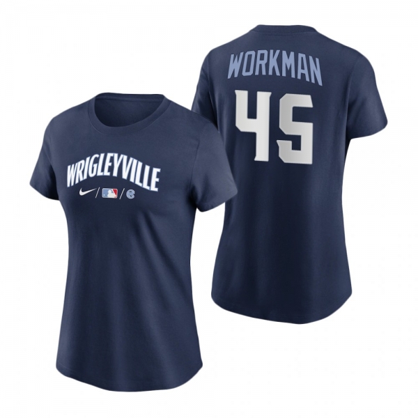 Women's Chicago Cubs Navy 2021 City Connect Brandon Workman T-Shirt