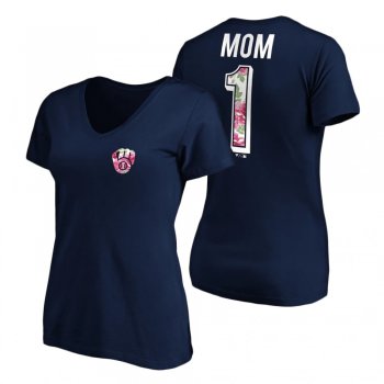 Women's Milwaukee Brewers Navy V-Neck T-Shirt 2021 Mother's Day