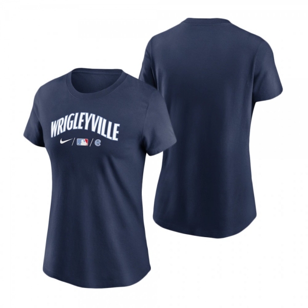 Women's Chicago Cubs Navy Wordmark T-Shirt 2021 City Connect