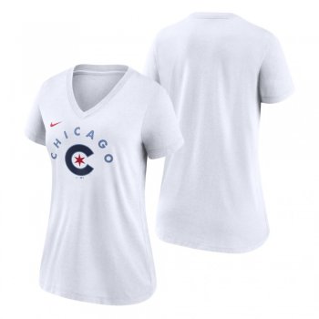 Women's Chicago Cubs White Tri-Blend T-Shirt 2021 City Connect