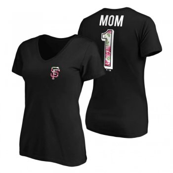 Women's San Francisco Giants Black V-Neck T-Shirt 2021 Mother's Day