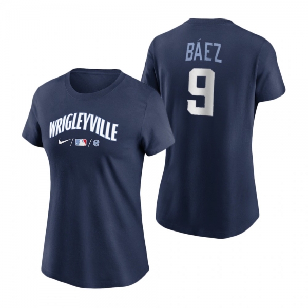 Women's Chicago Cubs Navy 2021 City Connect Javier Baez T-Shirt