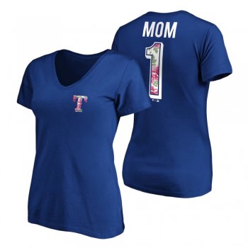 Women's Texas Rangers Royal V-Neck T-Shirt 2021 Mother's Day