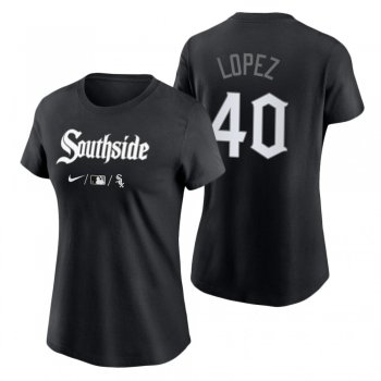 Women's Chicago White Sox Black 2021 City Connect Reynaldo Lopez T-Shirt