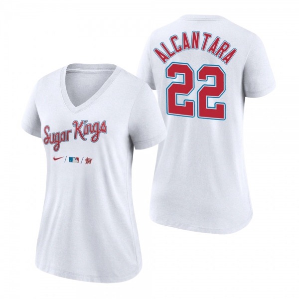 Women's Miami Marlins White 2021 City Connect Sandy Alcantara T-Shirt