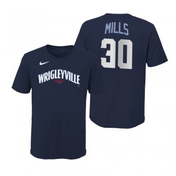 Youth Chicago Cubs Alec Mills Navy Wordmark T-Shirt 2021 City Connect