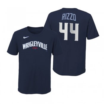 Youth Chicago Cubs Anthony Rizzo Navy Wordmark T-Shirt 2021 City Connect