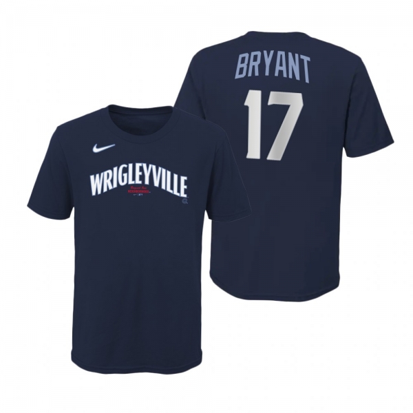 Youth Chicago Cubs Kris Bryant Navy Wordmark T-Shirt 2021 City Connect