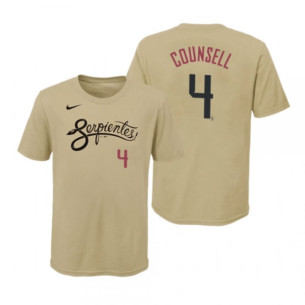 Youth Arizona Diamondbacks Craig Counsell Gold Name Number T-Shirt 2021 City Connect