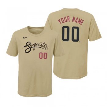 Youth Arizona Diamondbacks Custom Gold Name Number T-Shirt 2021 City Connect