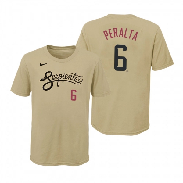 Youth Arizona Diamondbacks David Peralta Gold Name Number T-Shirt 2021 City Connect