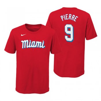 Youth Miami Marlins Juan Pierre Red Wordmark T-Shirt 2021 City Connect