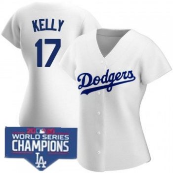 Women's joe kelly Dodgers 2020 world series champion patch jersey white