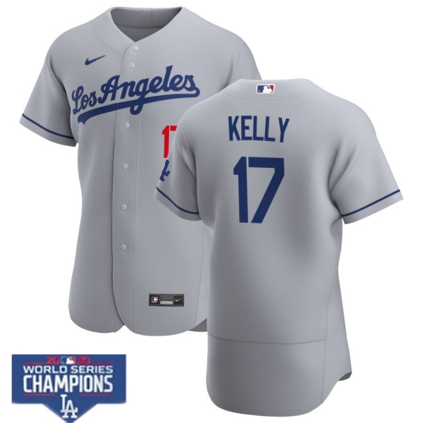 Men's joe kelly Dodgers 2020 World series champion authentic jersey gray