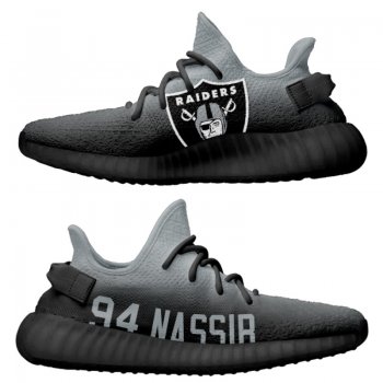 Men's Yeezy Boost 350 Las Vegas Raiders Carl Nassib Black Gray Lightweight Shoes