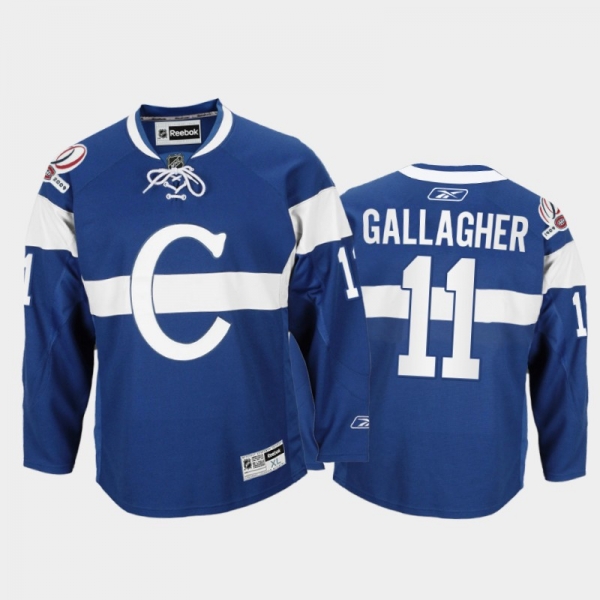 Men Montreal Canadiens Brendan Gallagher #11 Throwback 100th Anniversary Celebration Blue Jersey