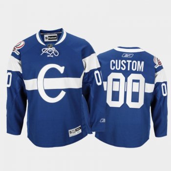 Men Montreal Canadiens Custom #00 Throwback 100th Anniversary Celebration Blue Jersey