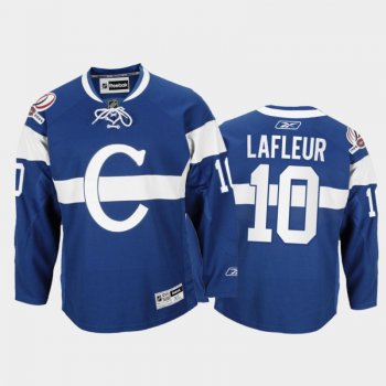 Men Montreal Canadiens Guy Lafleur #10 Throwback 100th Anniversary Celebration Blue Jersey