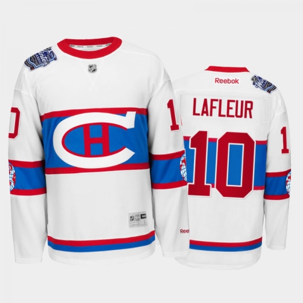 Men Montreal Canadiens Guy Lafleur #10 Throwback to World White Winter Classic Jersey