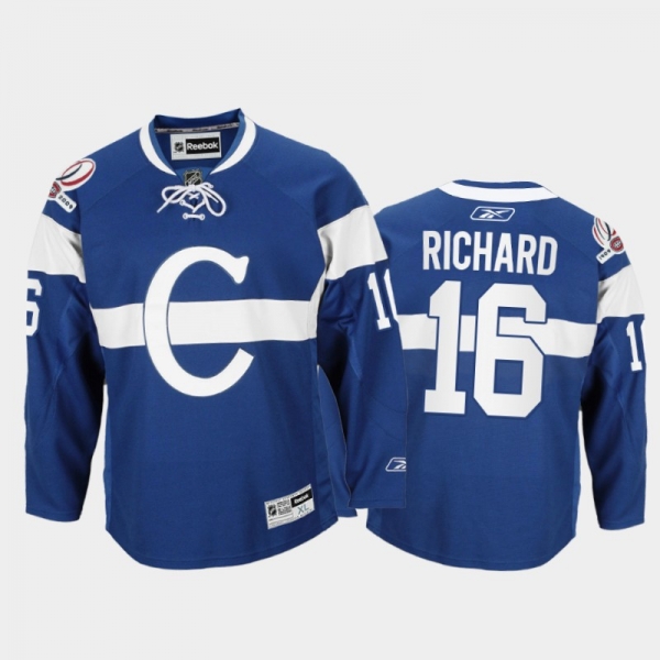 Men Montreal Canadiens Henri Richard #16 Throwback 100th Anniversary Celebration Blue Jersey