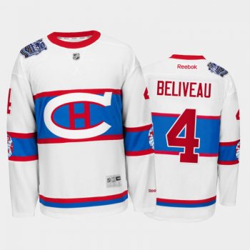 Men Montreal Canadiens Jean Beliveau #4 Throwback to World White Winter Classic Jersey