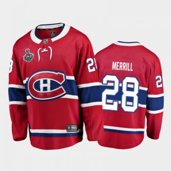 Men Montreal Canadiens Jon Merrill #28 2021 Stanley Cup Final Red Home Jersey