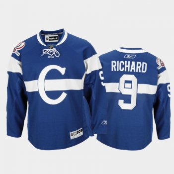 Men Montreal Canadiens Maurice Richard #9 Throwback 100th Anniversary Celebration Blue Jersey