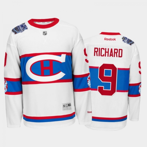 Men Montreal Canadiens Maurice Richard #9 Throwback to World White Winter Classic Jersey