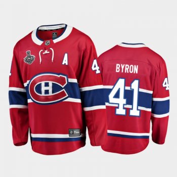 Men Montreal Canadiens Paul Byron #41 2021 Stanley Cup Final Red Home Jersey