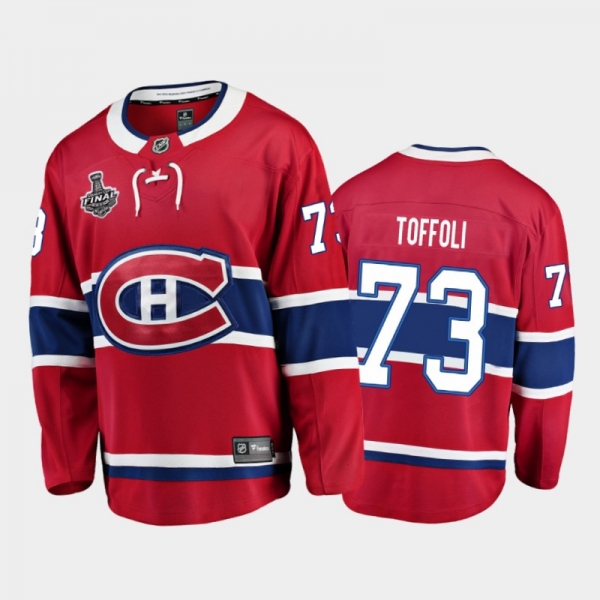 Men Montreal Canadiens Tyler Toffoli #73 2021 Stanley Cup Final Red Home Jersey