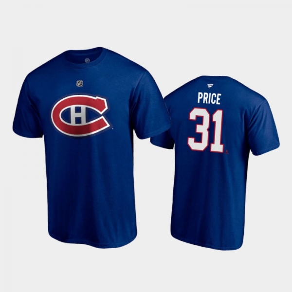 Men's Montreal Canadiens Carey Price #31 Authentic Stack 2021 Special Edition Blue T-Shirt