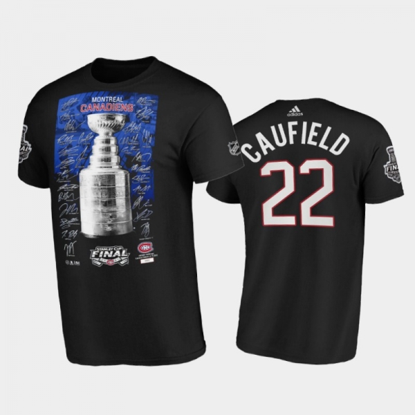 Men Montreal Canadiens Cole Caufield #22 2021 Stanley Cup Final Black Tee