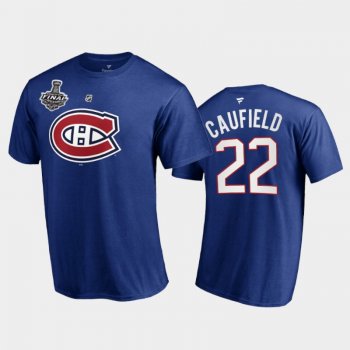 Men Montreal Canadiens Cole Caufield #22 2021 Stanley Cup Final Blue T-Shirt