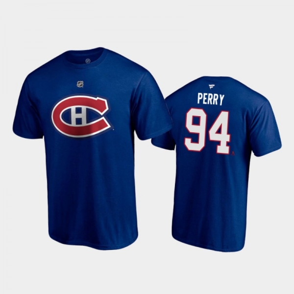 Men's Montreal Canadiens Corey Perry #94 Authentic Stack 2021 Special Edition Blue T-Shirt