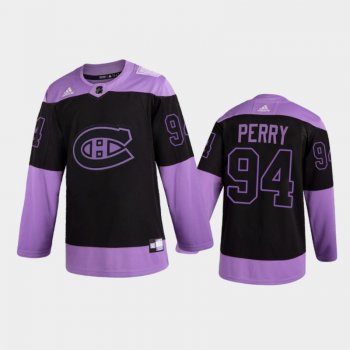 Men Montreal Canadiens Corey Perry #94 2021 Hockey Fights Cancer Night Purple Jersey