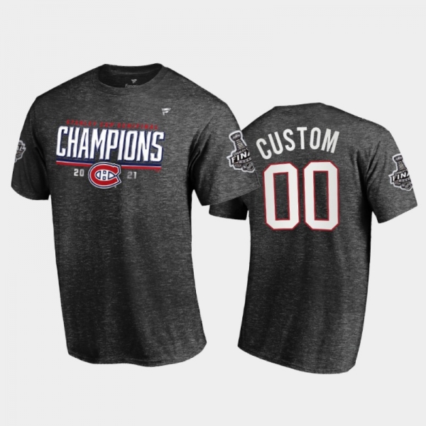 Men Montreal Canadiens Custom #00 2021 Stanley Cup Semifinal Champions Charcoal T-Shirt