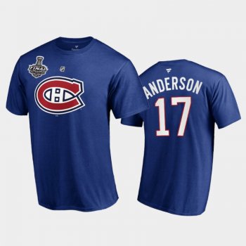 Men Montreal Canadiens Josh Anderson #17 2021 Stanley Cup Final Blue T-Shirt