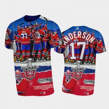 Men Montreal Canadiens Josh Anderson #17 2021 Stanley Cup Final Red Tee