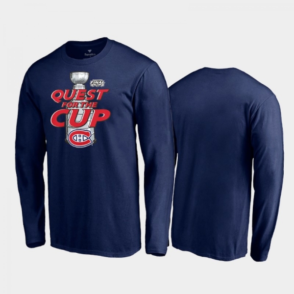 Men Montreal Canadiens 2021 Stanley Cup Final Long Sleeve Navy T-Shirt