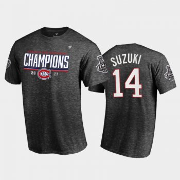 Men Montreal Canadiens Nick Suzuki #14 2021 Stanley Cup Semifinal Champions Charcoal T-Shirt