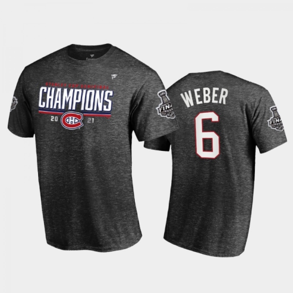 Men Montreal Canadiens Shea Weber #6 2021 Stanley Cup Semifinal Champions Charcoal T-Shirt