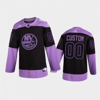 Men New York Islanders Custom #00 2021 Hockey Fights Cancer Night Purple Jersey